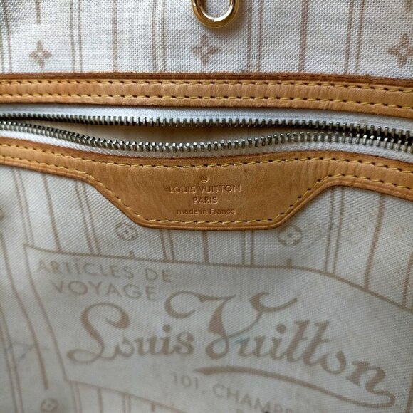 Louis Vuitton Neverfull  Mm White Damier Azur Tote - Picture 7 of 9